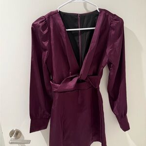 Elegant Plum Long Sleeve Dress